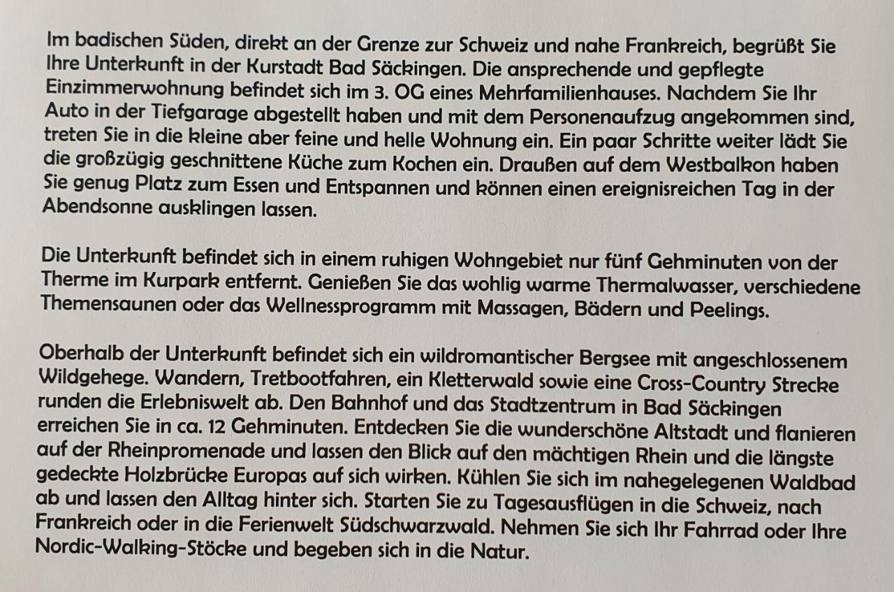 Schoene Ruhige Und Helle Wohnung In Bad Saeckingen Esterno foto